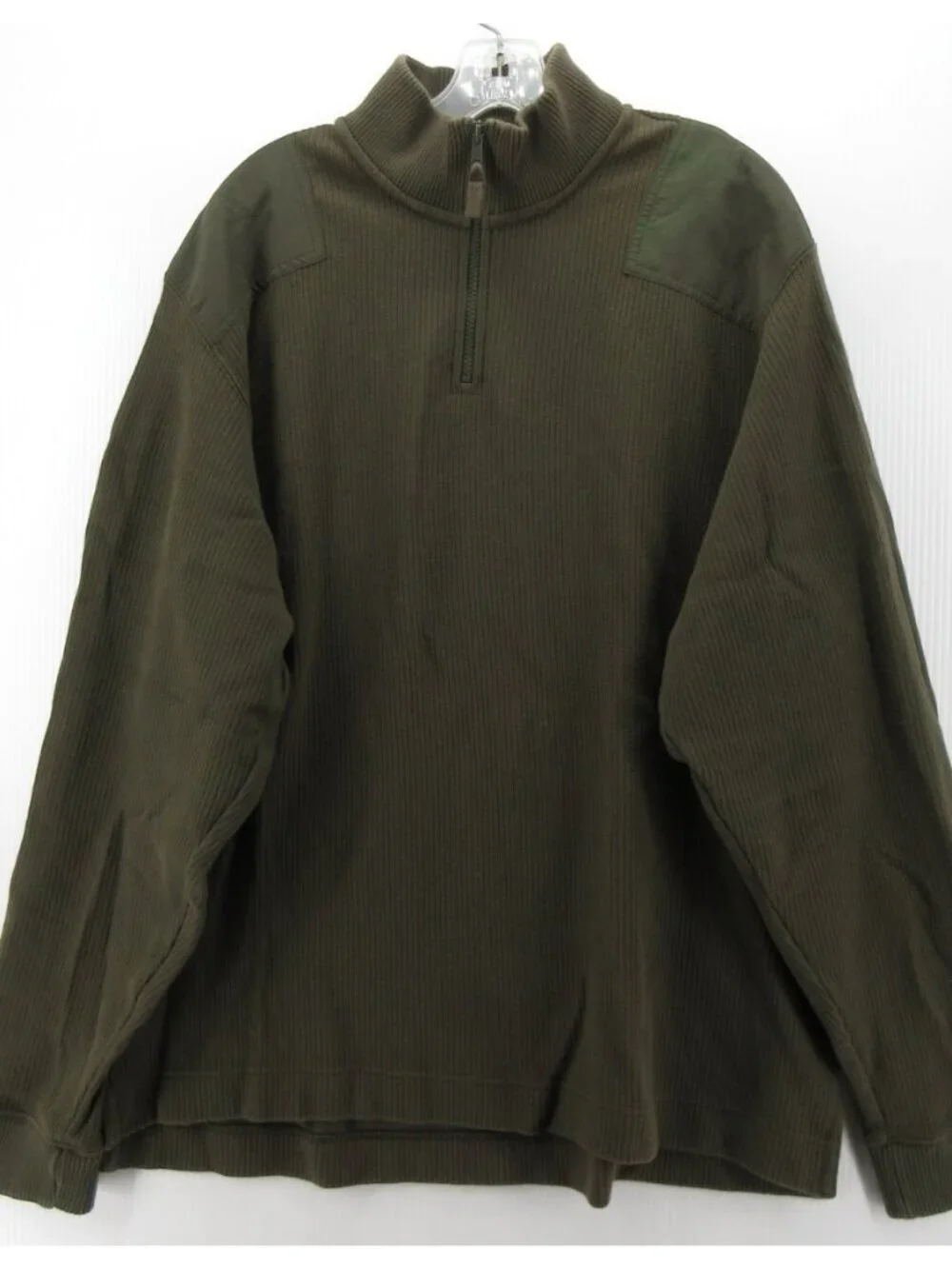 VGT Eddie Bauer Sweater Large Legend 1/4 Zip Military Elbow Patches